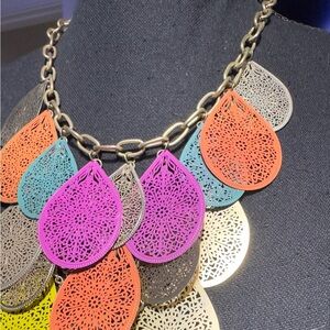 NECKLACE ~ Colorful Lightweight Delicate Punch Hole Tear Drop Design Necklace